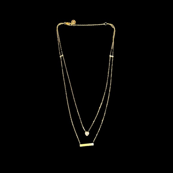 Michael Kors Gold-Tone Double Strand Logo Bar Necklace - Picture 2 of 6